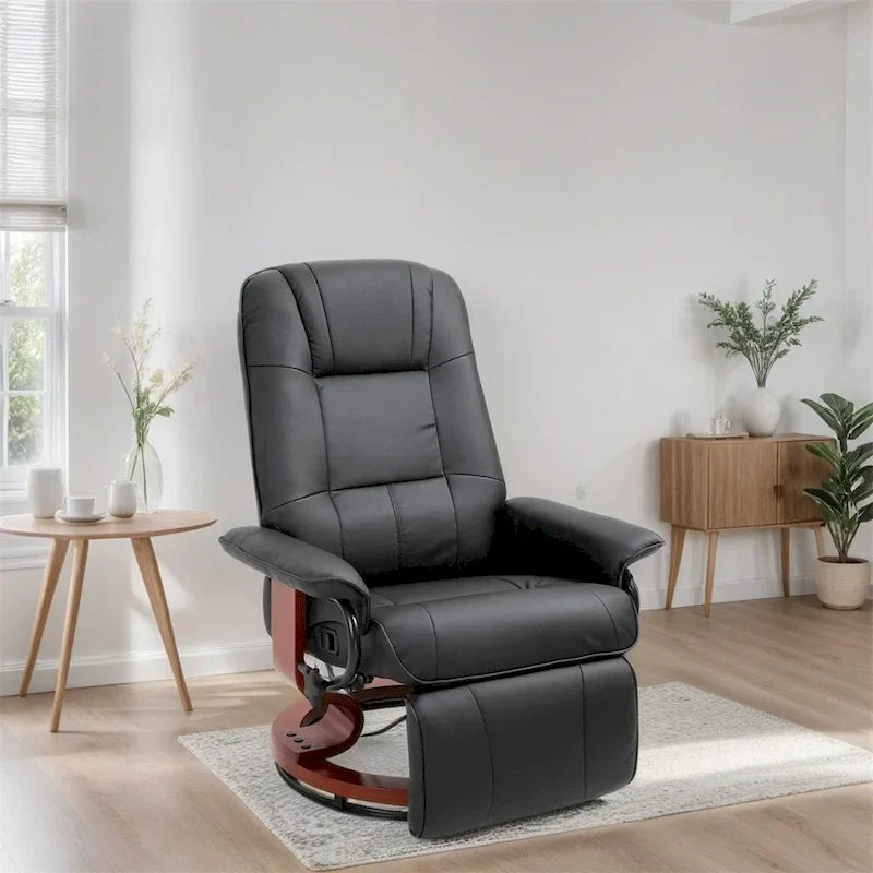 Fauteuil de relaxation pivotant en cuir réglable avec repose-pieds et accoudoirs