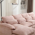 Canapé sectionnel Cloud pour salon, canapé moderne en chenille/bouclette en forme de U, canapé-lit modulaire confortable avec double méridienne