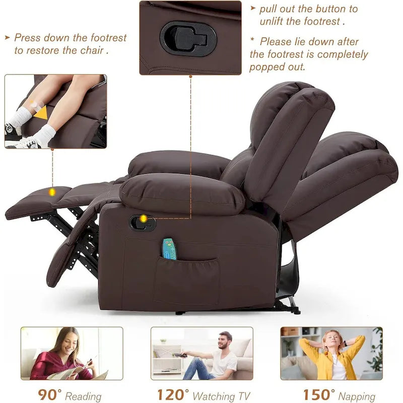 AECOJOY Causeuse inclinable 2 places avec fonction chauffage et massage