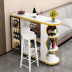 Table de bar îlot avec plateau en pierre et rangement pour bars à domicile