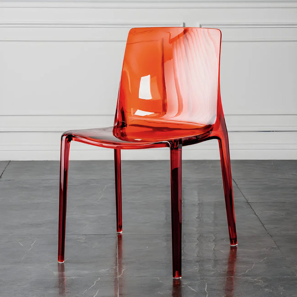 Chaise de salle à manger en acrylique ambré sans accoudoirs à dossier bas