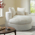 WOWMAX 47 Chaise Longue Ronde d'Intérieur, Canapé de Sol en Velours Côtelé Rembourré Fauteuil Convertible Surdimensionné avec 2 Coussins Décoratifs