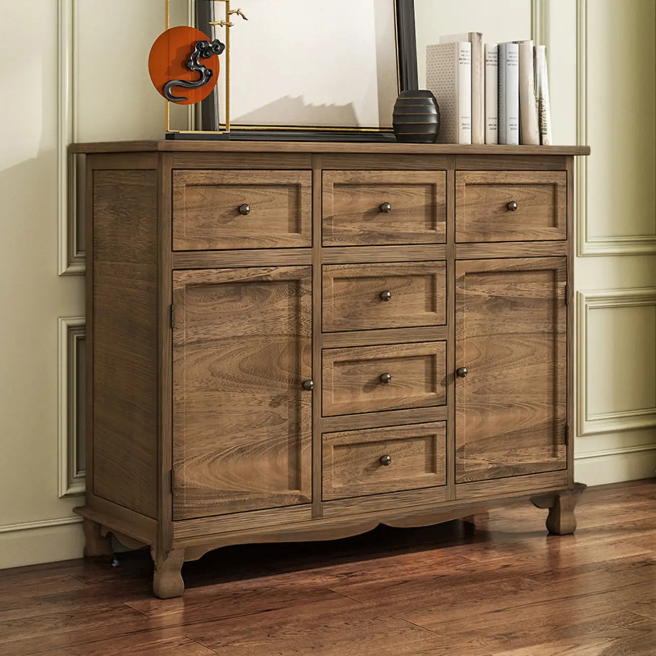 Meuble d'appoint rustique en bois marron pour le rangement du salon