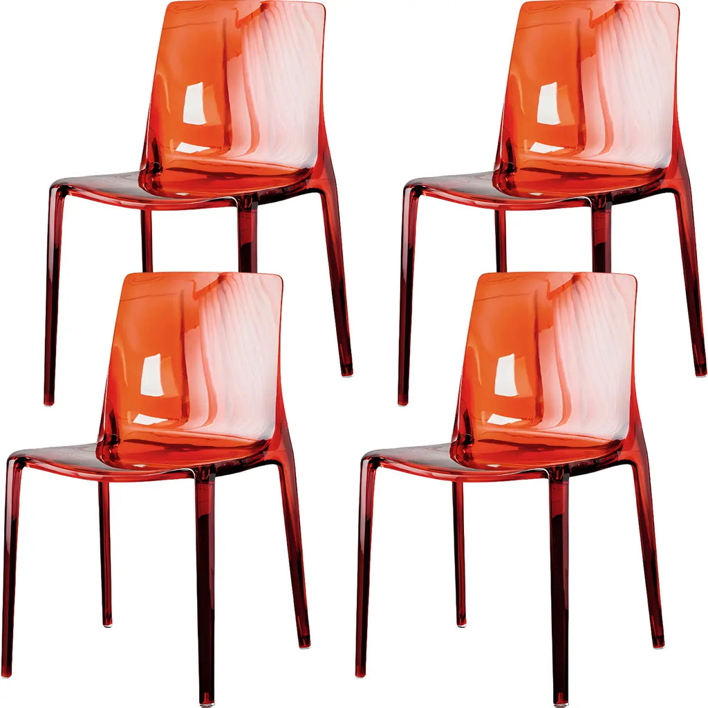 Chaise de salle à manger en acrylique ambré sans accoudoirs à dossier bas