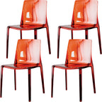 Chaise de salle à manger en acrylique ambré sans accoudoirs à dossier bas