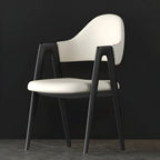 Chaise de salle à manger en cuir moderne avec dossier incurvé et ouvert