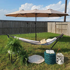 MAISON ARTS Parasol double de 4,5 m pour terrasse, grande taille, avec pied inclus