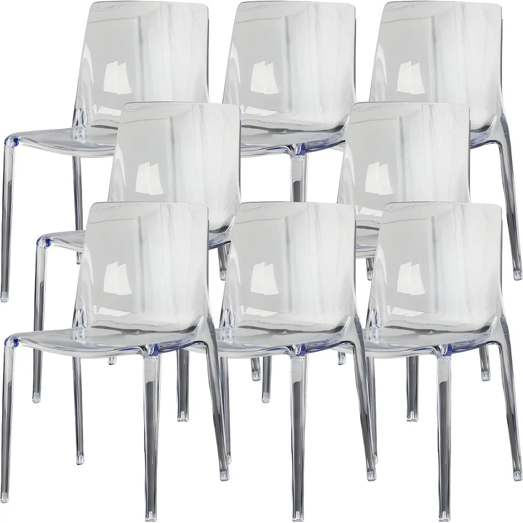 Chaise de salle à manger en acrylique ambré sans accoudoirs à dossier bas