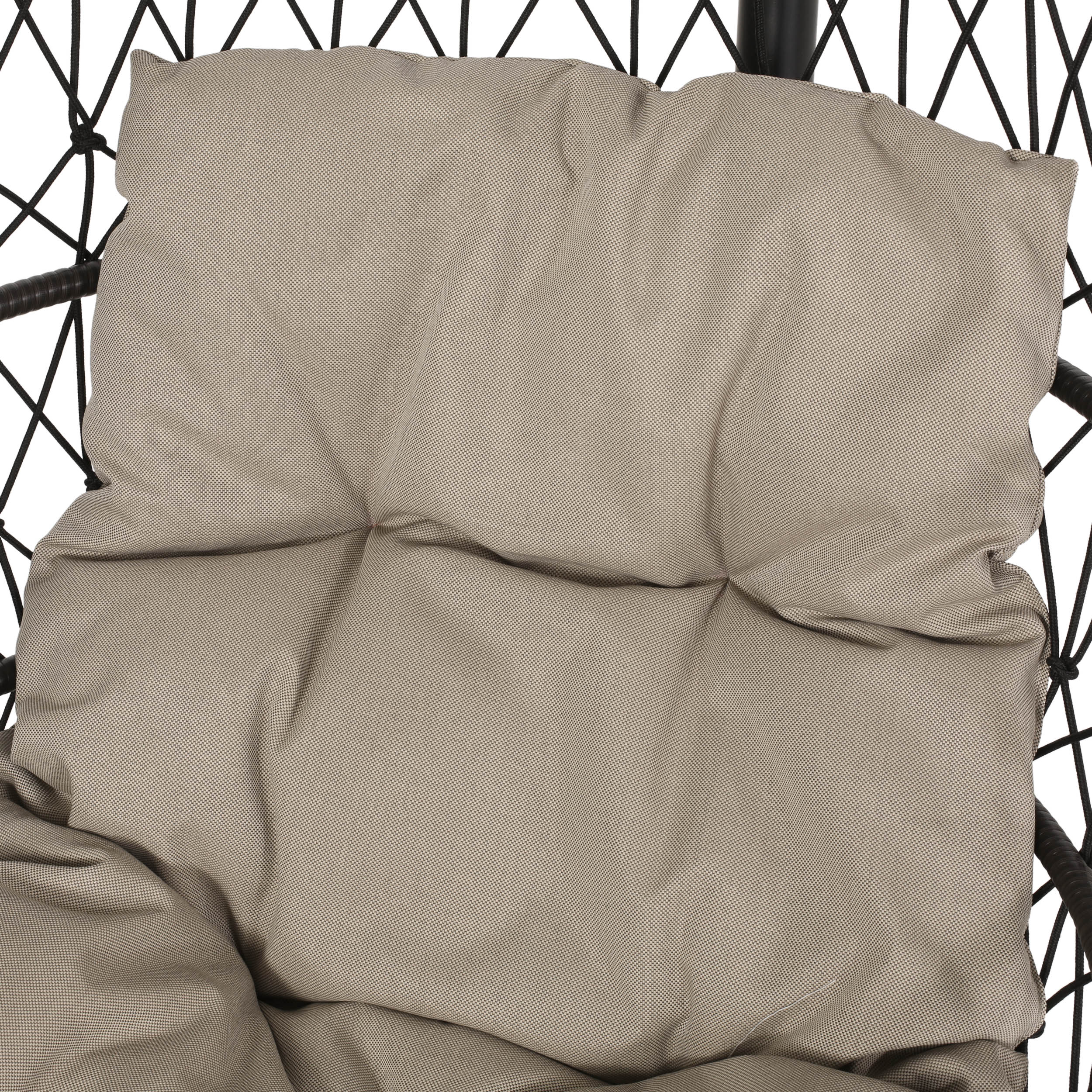 Chaise suspendue pliable d'extérieur Coloma en osier et corde avec support