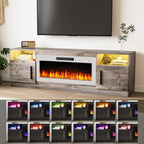 Meuble TV cheminée Bossin 70 avec cheminée électrique 36, meuble TV pour téléviseurs jusqu'à 80 pouces, lumières LED 16 couleurs/centre de divertissement