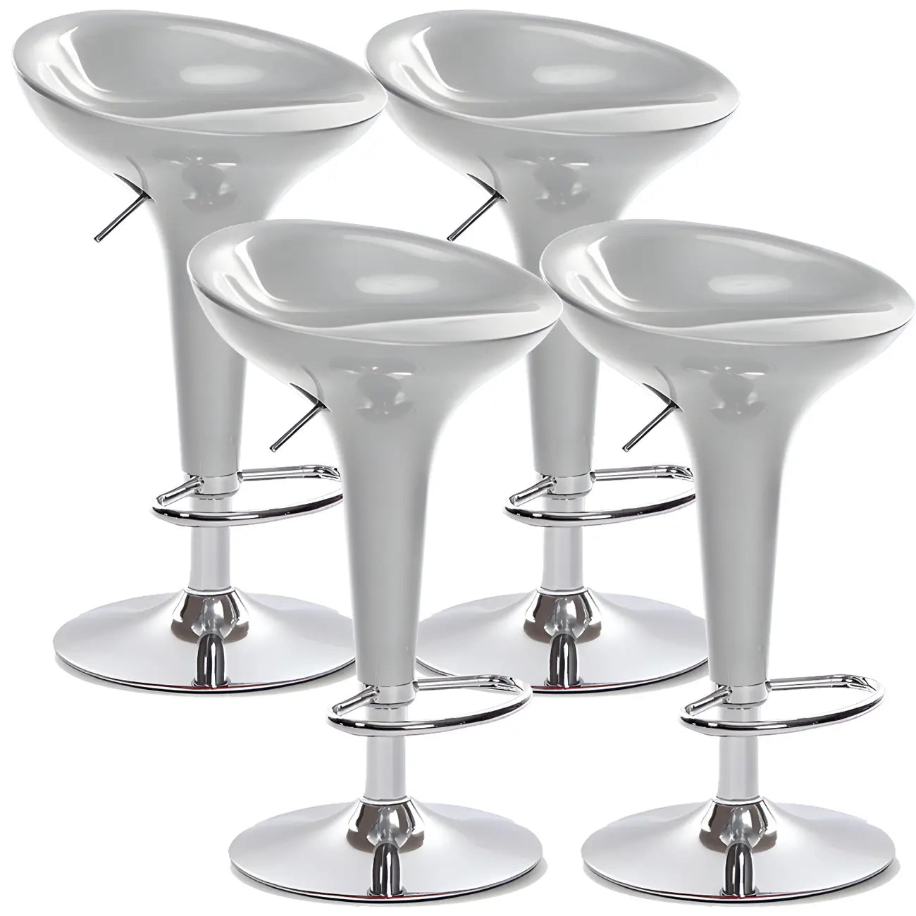 Tabouret de bar pivotant en plastique chromé, réglable en hauteur