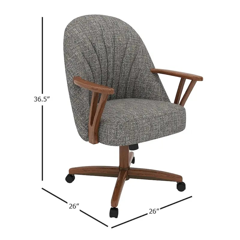 Chaise de salle à manger à roulettes Chromcraft Cliff, finition noyer