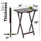 Tables de service pliantes pour télévision PJ Wood avec support de rangement compact, expresso, ensemble de 5 pièces - 36.38