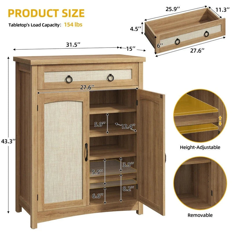 Moasis Meuble de rangement pour chaussures à 5 niveaux et 20 paires avec portes doubles pour entrée