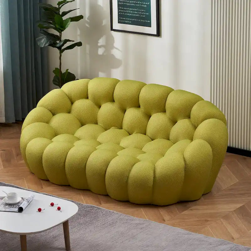 Canapé paresseux courbé 2 places Bubble de forme nid d'abeille en tissu textile 3D pour salon et appartement