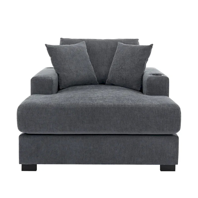 Trois tailles de chaise longue surdimensionnée avec oreillers