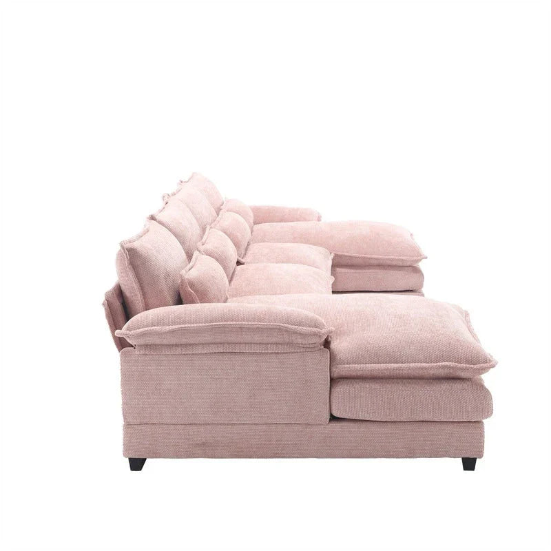 Canapé sectionnel Cloud pour salon, canapé moderne en chenille/bouclette en forme de U, canapé-lit modulaire confortable avec double méridienne