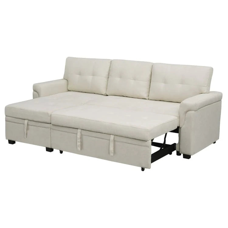 Canapé d'angle réversible convertible avec lit gigogne, méridienne avec rangement dissimulé et pieds durables