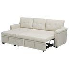 Canapé d'angle réversible convertible avec lit gigogne, méridienne avec rangement dissimulé et pieds durables