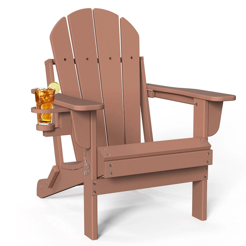 Chaise Adirondack pliable d'extérieur avec porte-gobelet