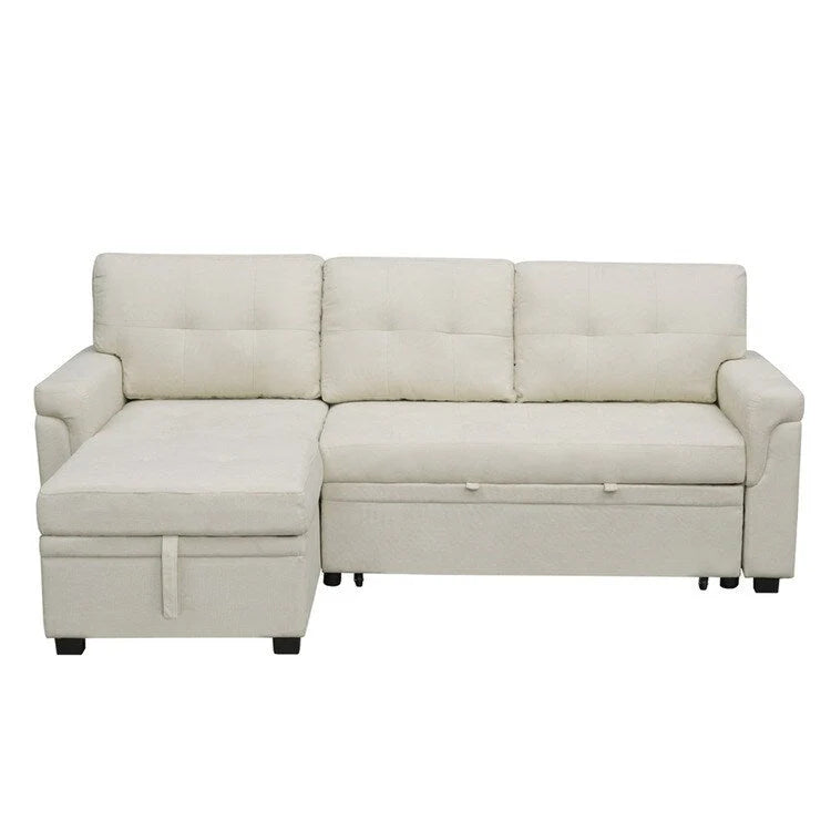 Canapé d'angle réversible convertible avec lit gigogne, méridienne avec rangement dissimulé et pieds durables
