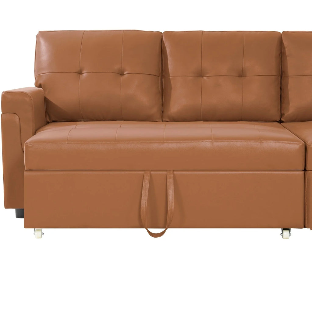 Canapé d'angle réversible convertible avec lit gigogne, méridienne avec rangement dissimulé et pieds durables