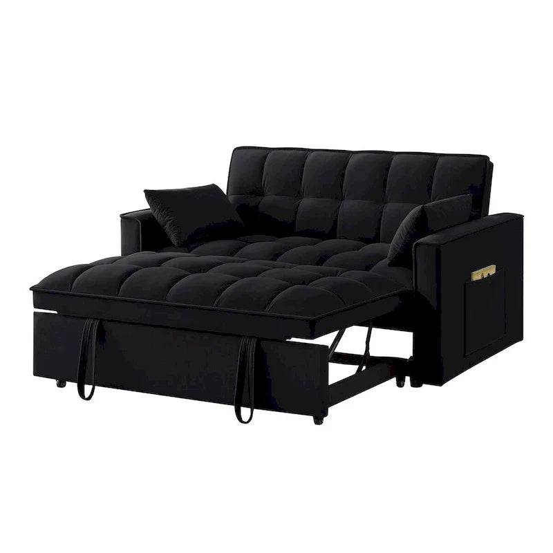Canapé convertible 4 en 1 avec accoudoirs et poches de rangement, canapé-lit escamotable capitonné multifonction avec dossier réglable