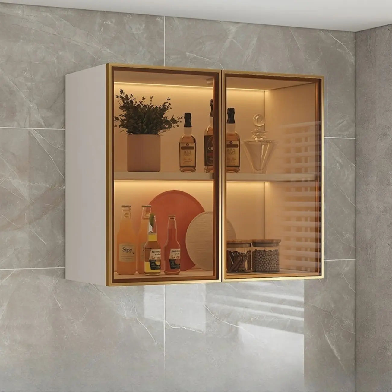 Buffet de cuisine mural gris en bois avec rangement