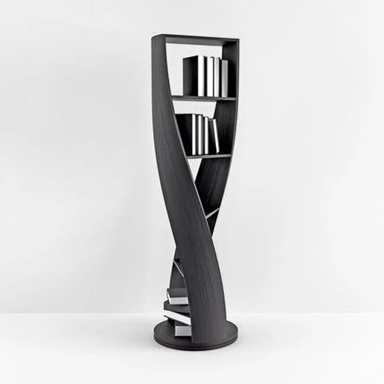 Bibliothèque verticale contemporaine en bois 5 niveaux Hourglass