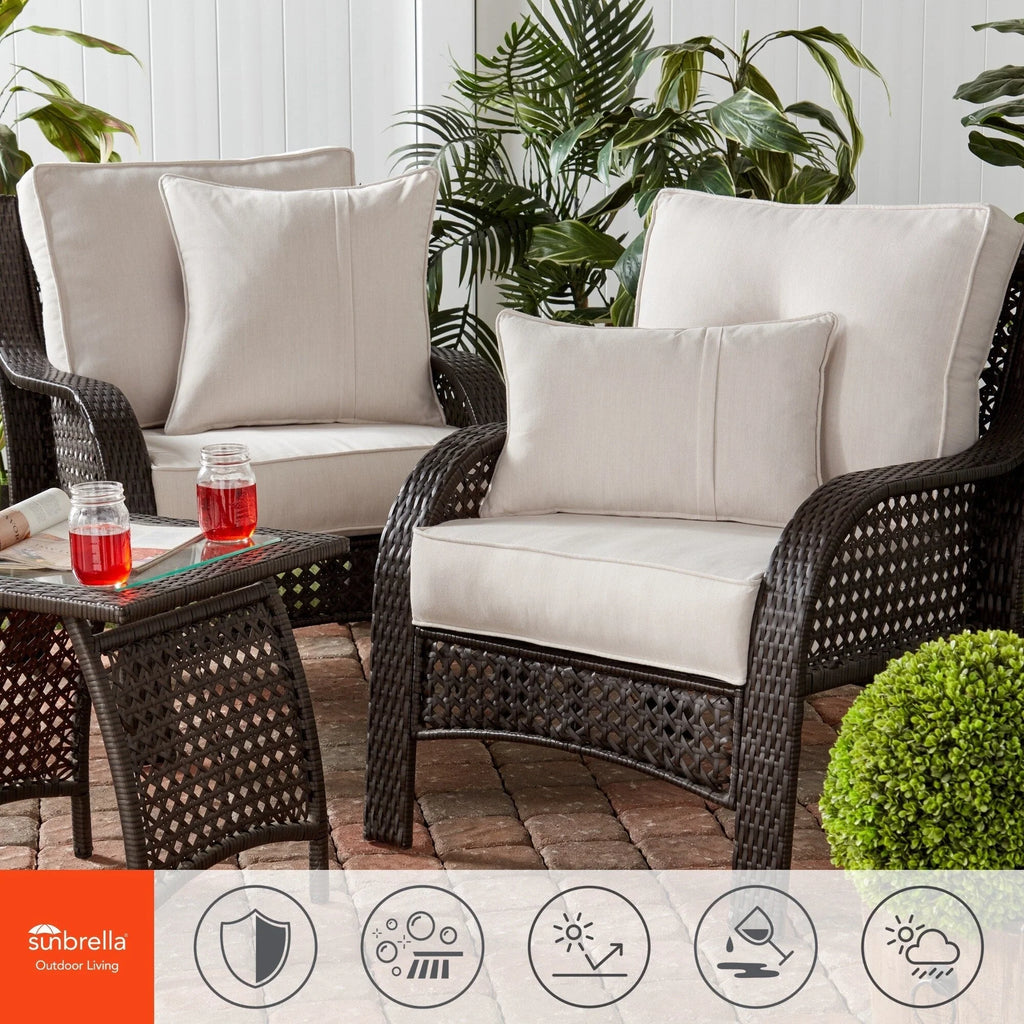 Ensemble de 2 coussins d'extérieur Sunbrella haut de gamme à assise profonde