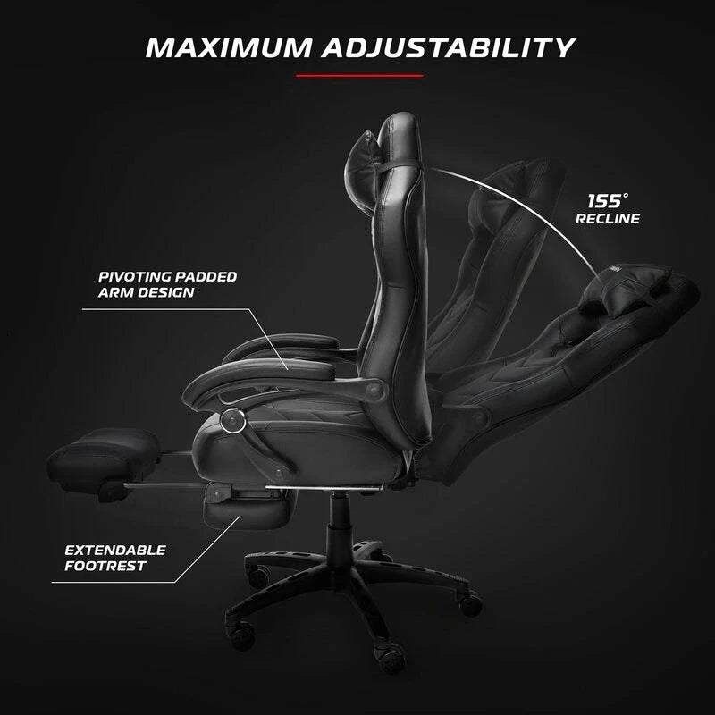 Chaise de jeu RESPAWN 110 Pro - Chaise de jeu avec repose-pieds, chaise de bureau ergonomique