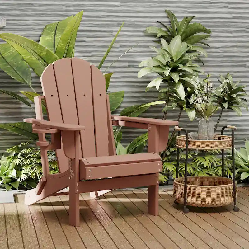 Chaise Adirondack pliable d'extérieur avec porte-gobelet