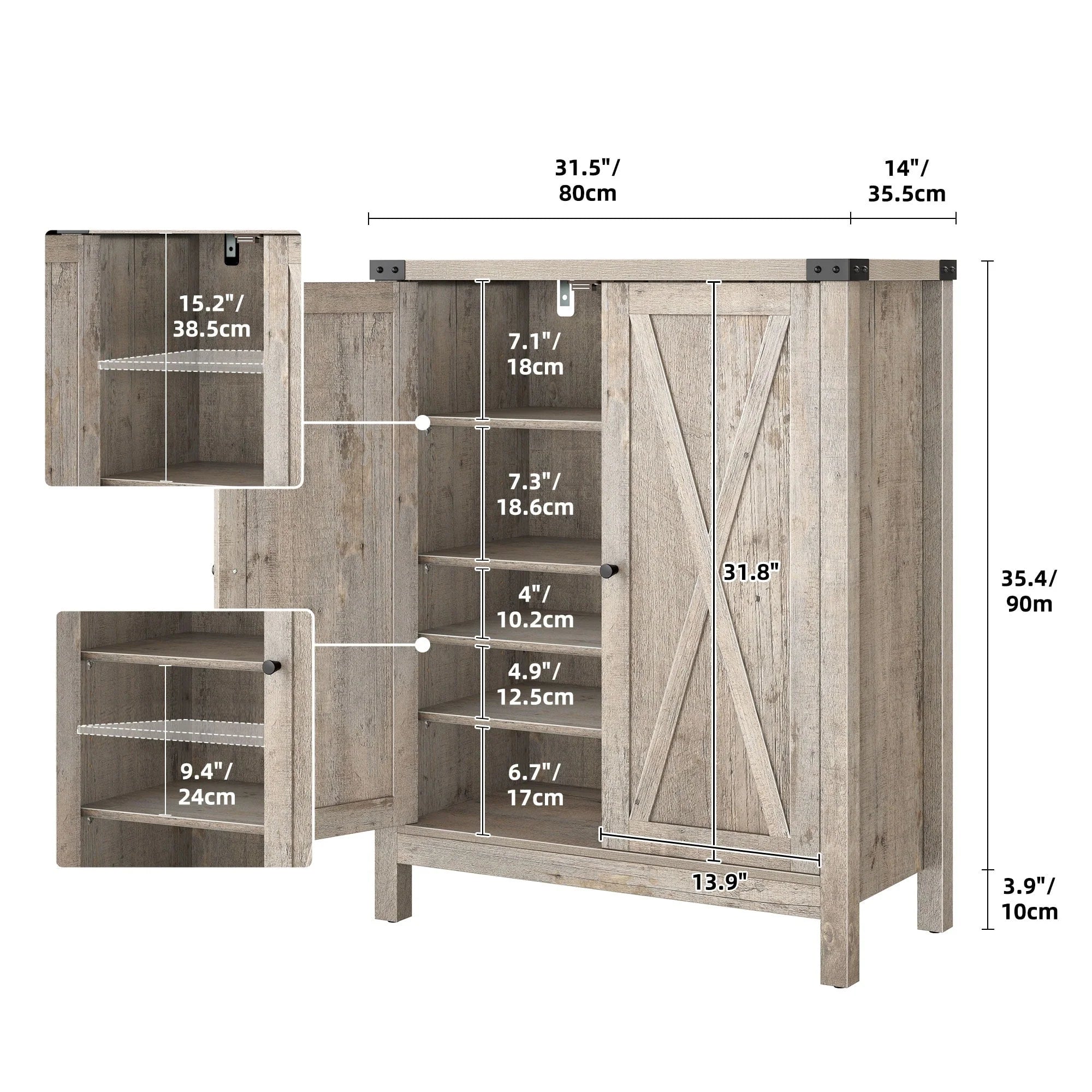 Moasis Meuble de rangement pour chaussures à 5 niveaux et 20 paires avec portes doubles pour entrée