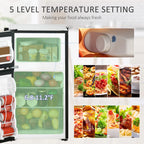 HOMCOM Mini Réfrigérateur Double Porte avec Congélateur, Réfrigérateur Compact de 90L avec Étagère Réglable, Thermostat Réglable