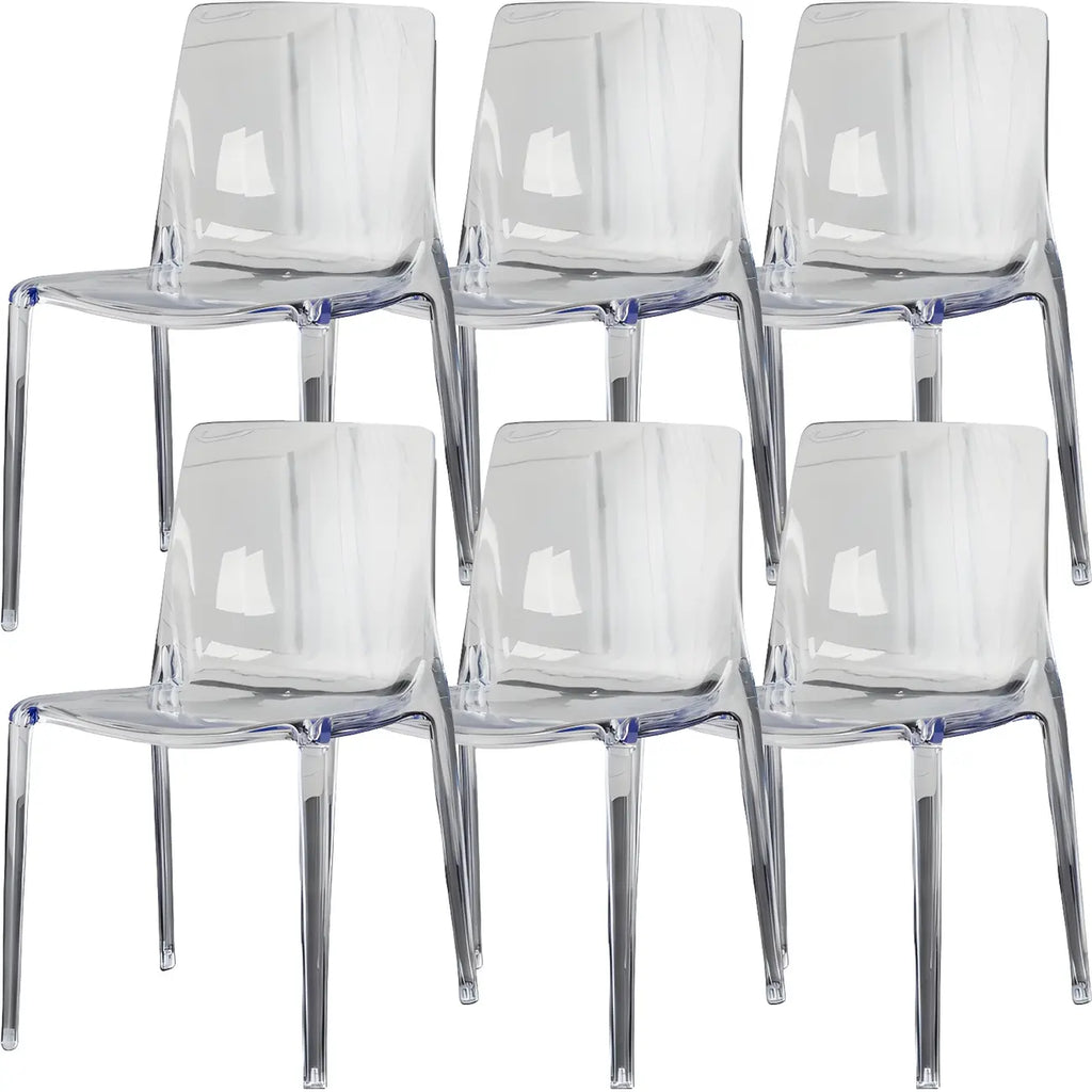 Chaise de salle à manger en acrylique ambré sans accoudoirs à dossier bas