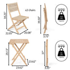 Ensemble de bistro d'extérieur pliant 3 pièces Cadiz Modern Coastal en bois d'acacia, par JONATHAN Y