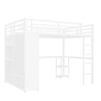 Lit mezzanine Queen - Armoire et bureau intégrés, cadre métallique avec étagères
