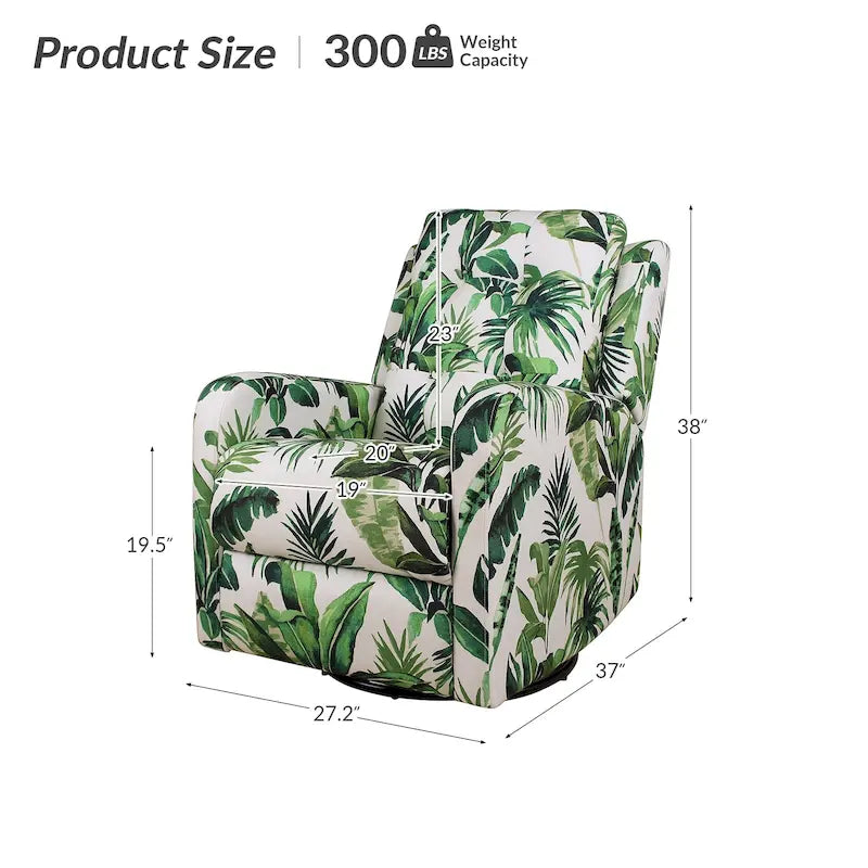 Fauteuil inclinable pivotant manuel Arlette contemporain à fleurs avec dossier capitonné