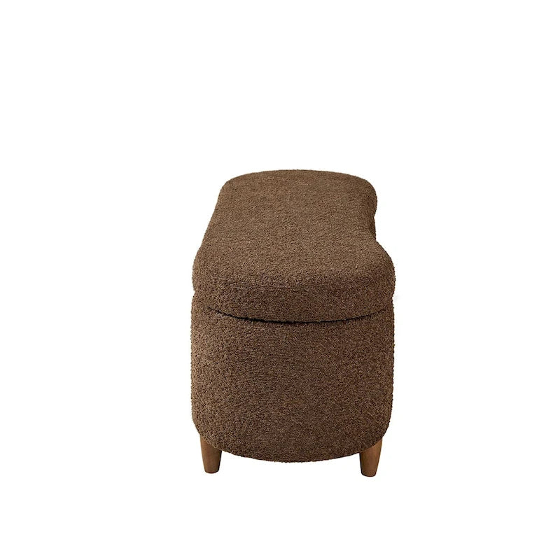 Banc de rangement rabattable en tissu bouclé taupe INK+IVY Bailey