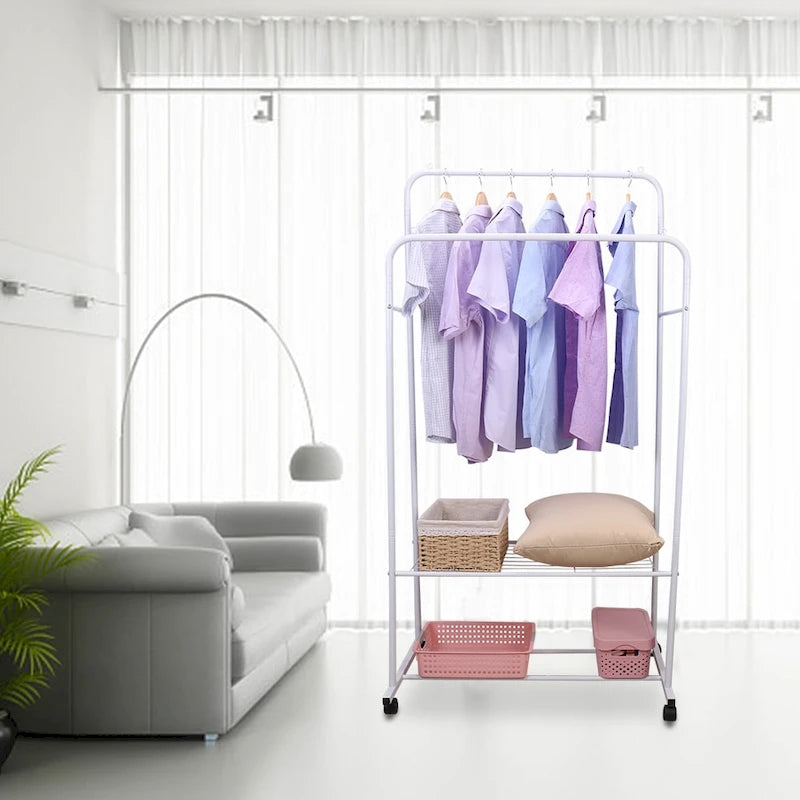 Étagère en Métal avec Roues pour Vêtements