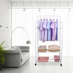 Étagère en Métal avec Roues pour Vêtements