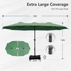 MAISON ARTS Parasol double de 4,5 m pour terrasse, grande taille, avec pied inclus