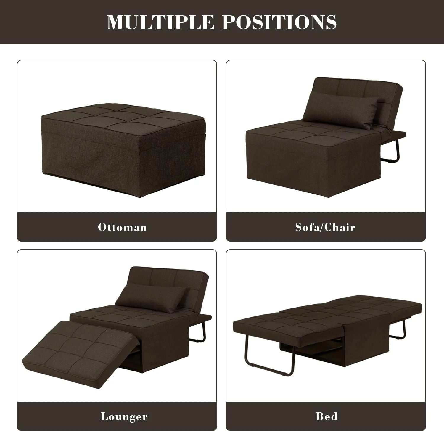 Canapé Convertible Lit Canapé Fauteuil Ottoman Pliant Fauteuils Inclinables pour Salon