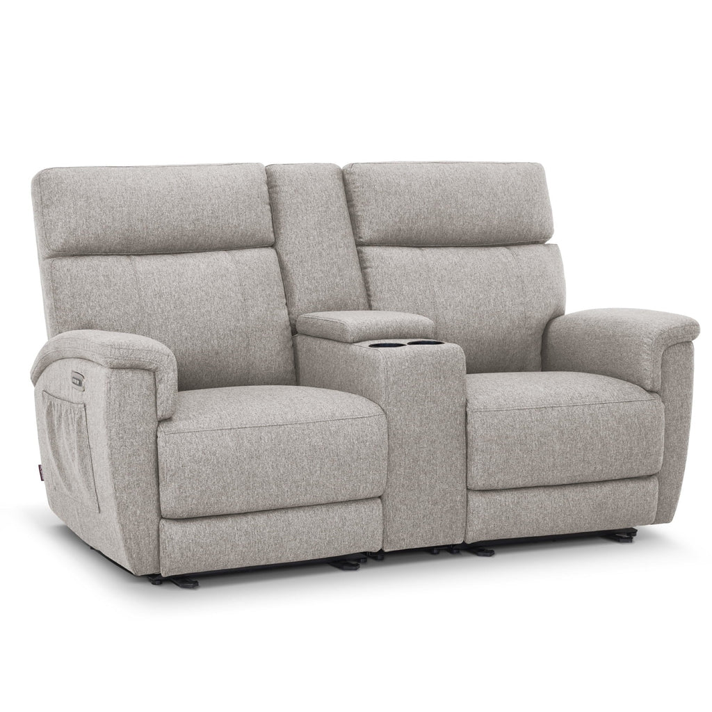 Canapé inclinable électrique biplace MCombo 60.2 avec massage et double chauffage, appuie-tête réglable, ports USB et USB-C, en tissu
