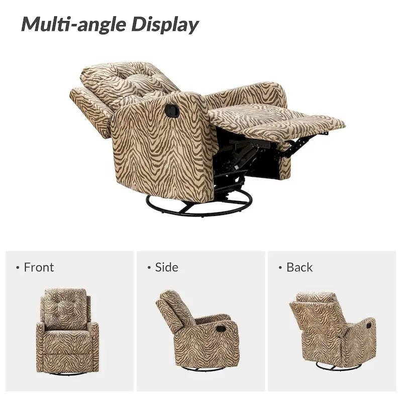 Fauteuil inclinable pivotant manuel Arlette contemporain à fleurs avec dossier capitonné