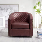 Fauteuil pivotant rond en similicuir capitonné KINWELL, 73,6 cm de large