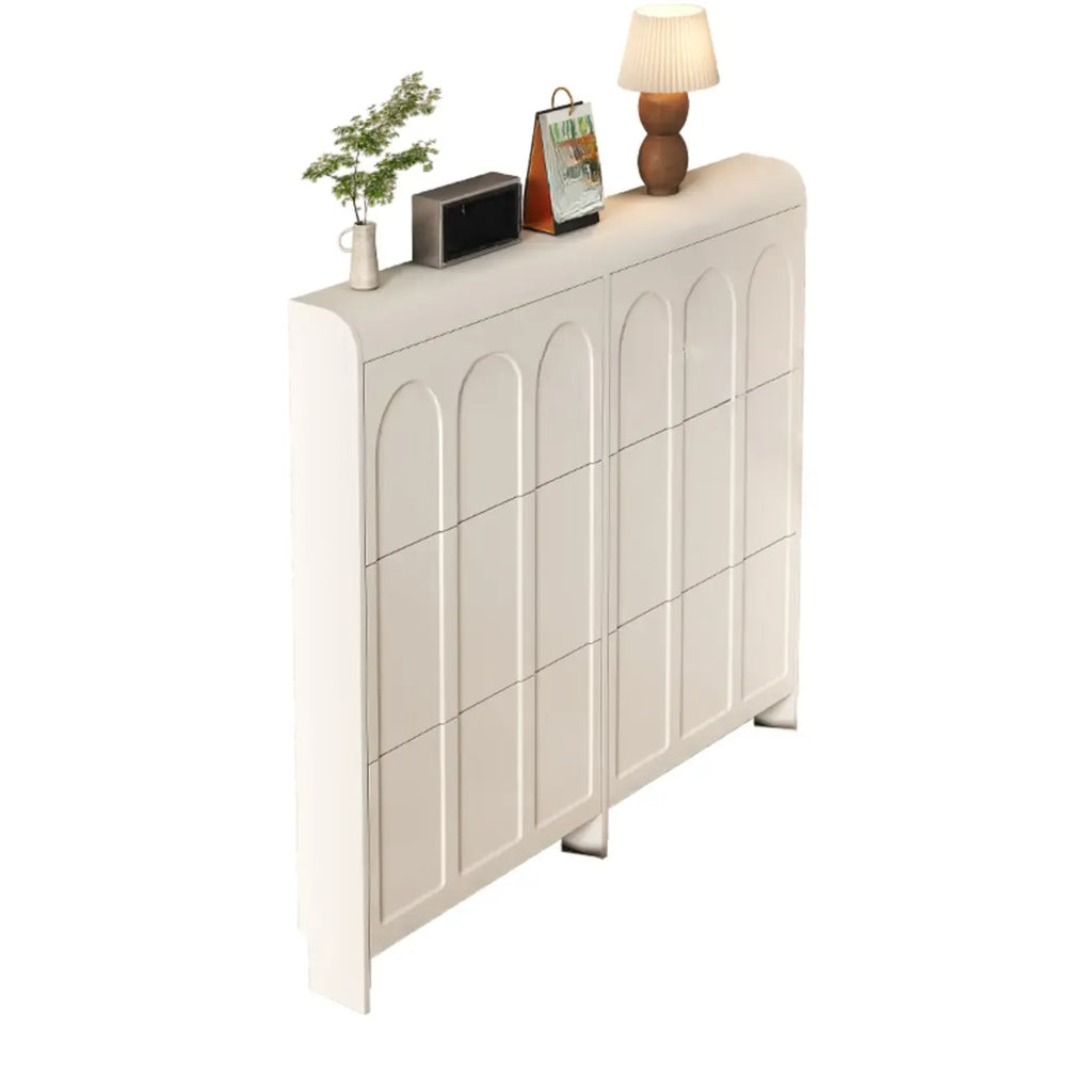 Meuble de rangement pour chaussures en bois blanc à 3 niveaux et à façade abattante Slim