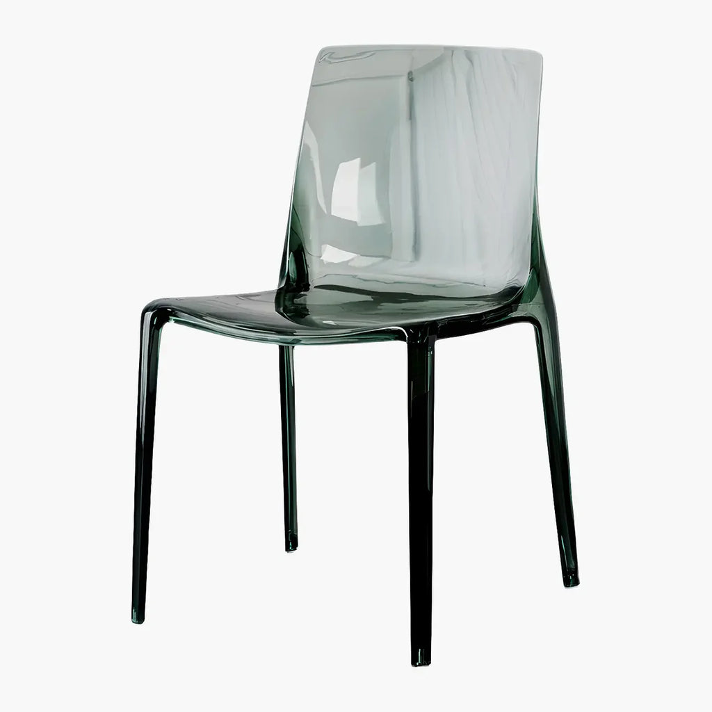Chaise de salle à manger en acrylique ambré sans accoudoirs à dossier bas