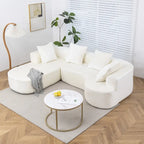 Canapé d'angle rembourré modulaire XINMICS 99.61, canapé d'angle moderne 3 places en L avec méridienne, côté gauche