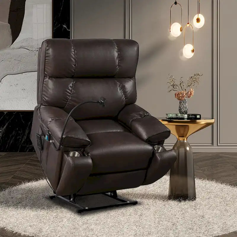 Christopher Knight Home - Fauteuil inclinable électrique avec deux moteurs, fonction massage et chauffage, porte-gobelets et support de téléphone réglable